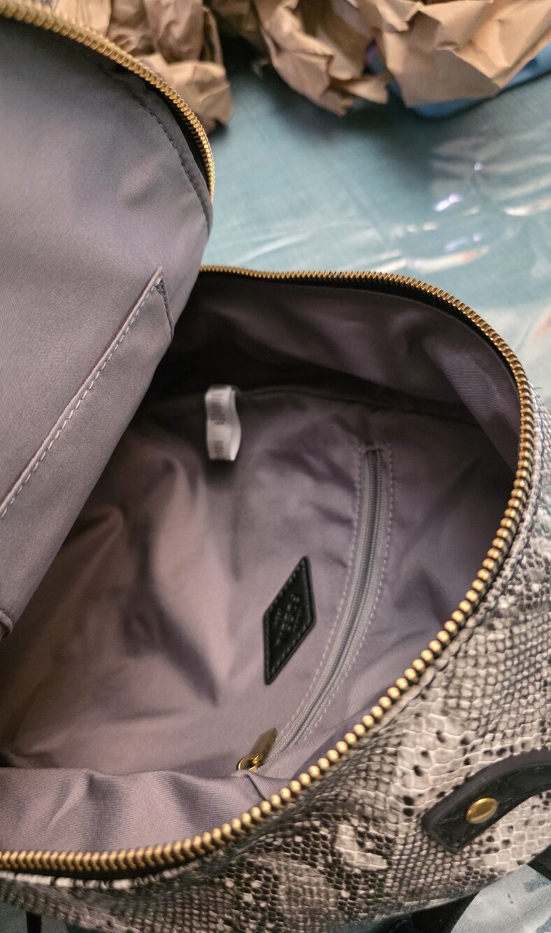 Fossil Cream Leather Backpack with Snake-Print Accent - Picture 2 of 10